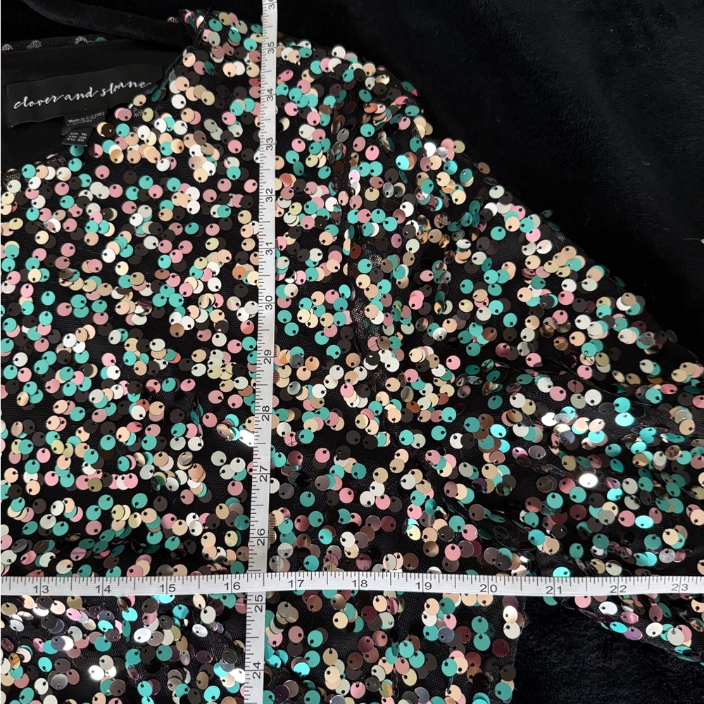 Pink & Teal Sequin Long Sleeve Dress. XL. NWT - Picture 6 of 6